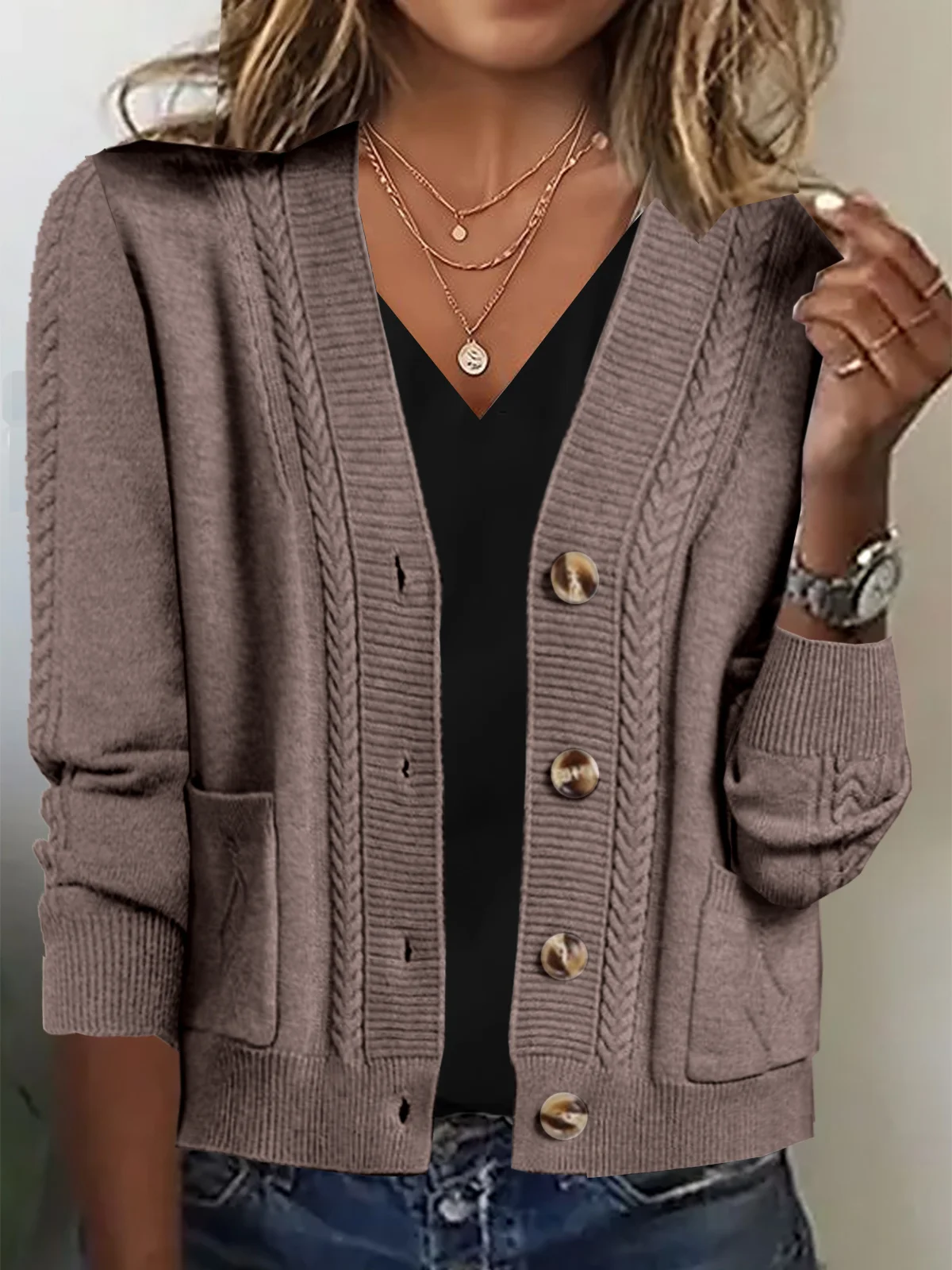 Pocket Stitching Casual Cardigan