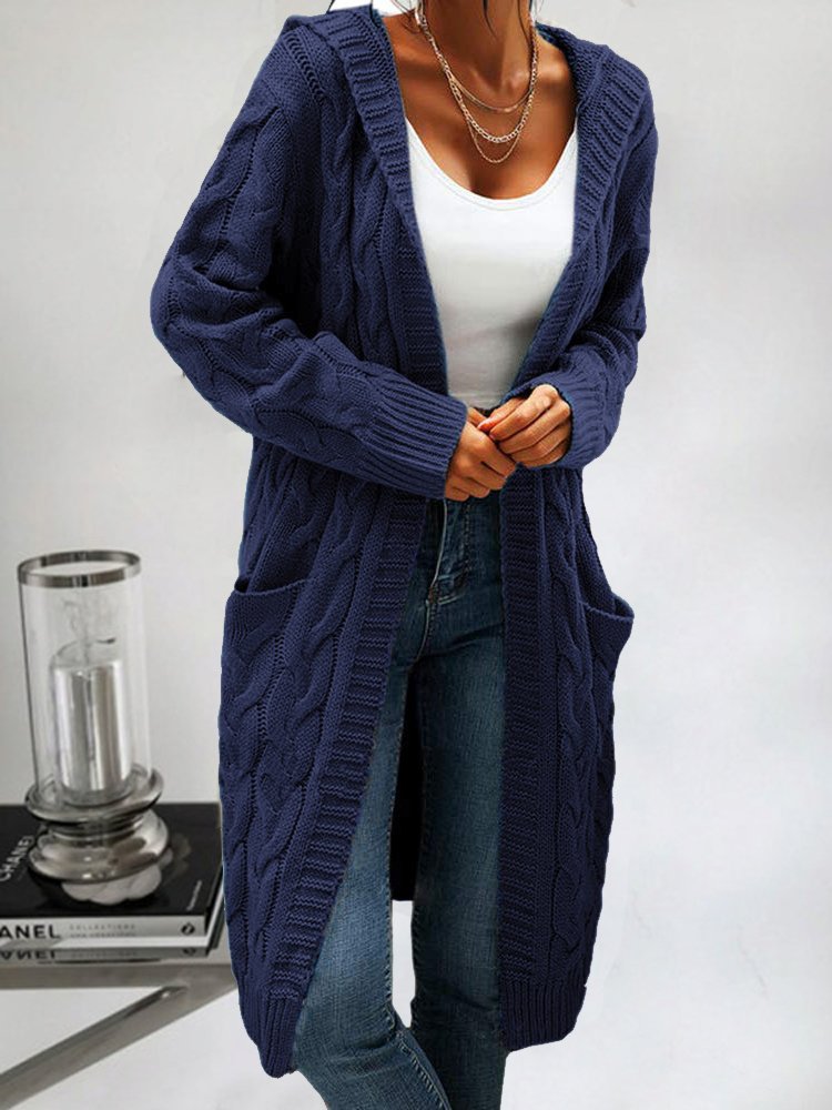 Casual Hoodie Loose Pocket Stitching Cardigan