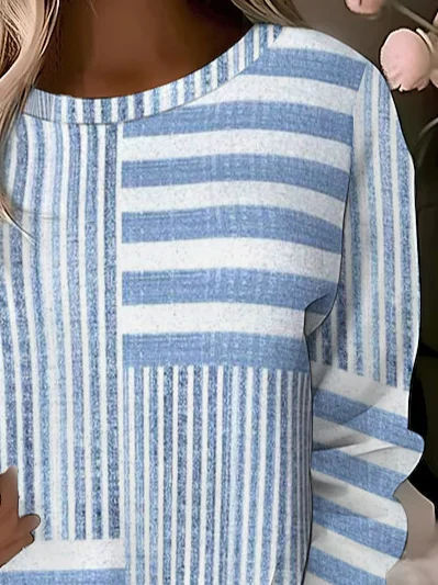 Striped Printed Casual Sweatshirt