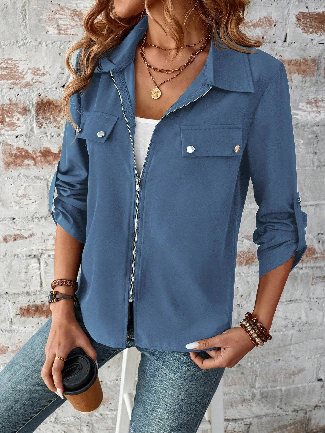 Loose Plain Others Casual Jacket