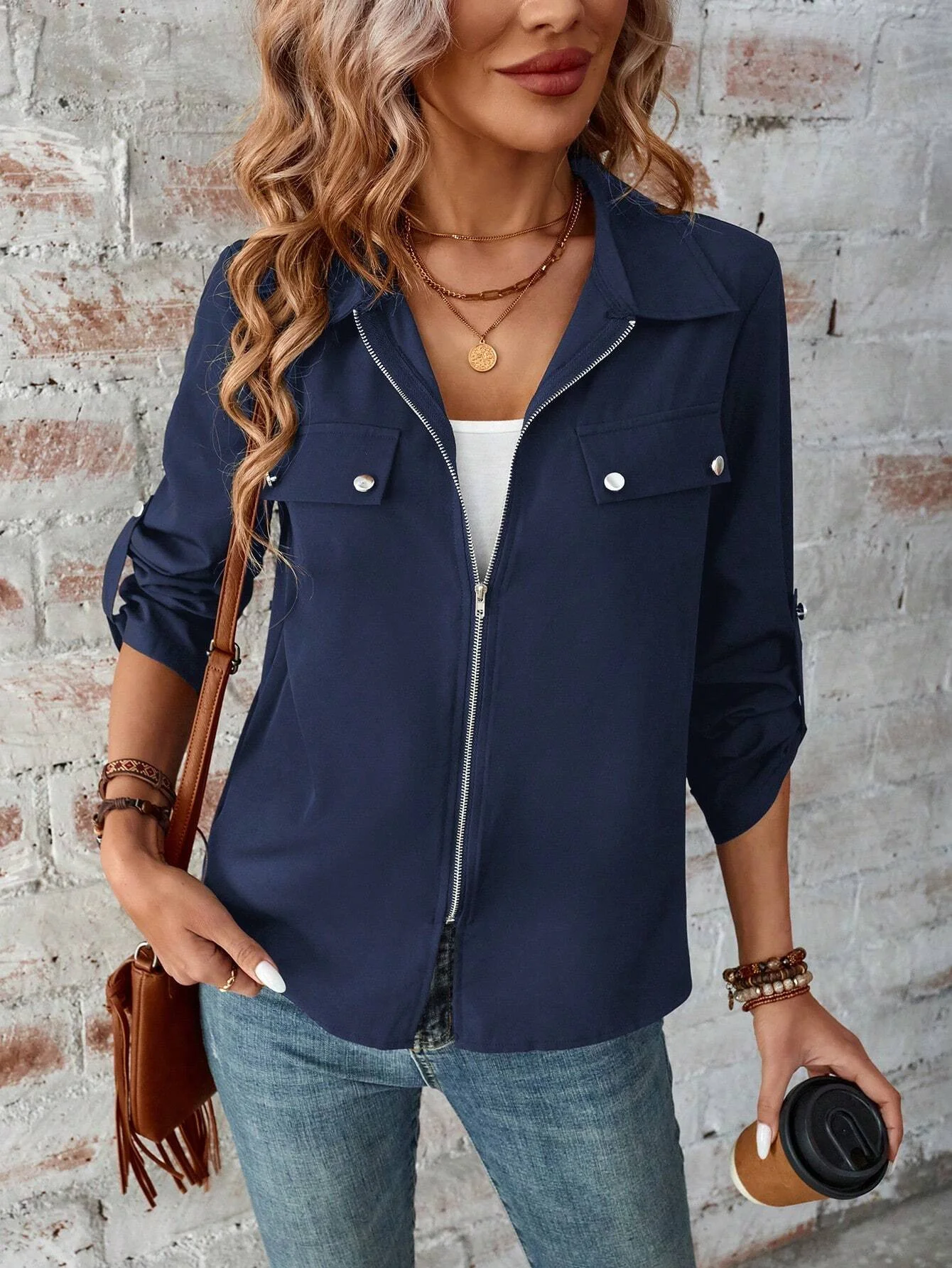 Loose Plain Others Casual Jacket