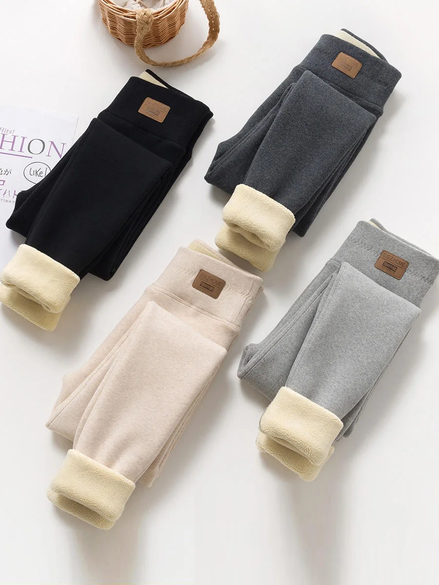 Plain Casual Fleece Knitted Leggings