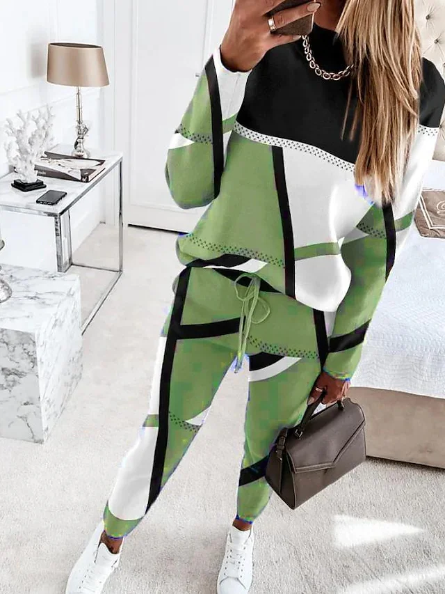 Geometric Contrast Patchwork Casual Suit