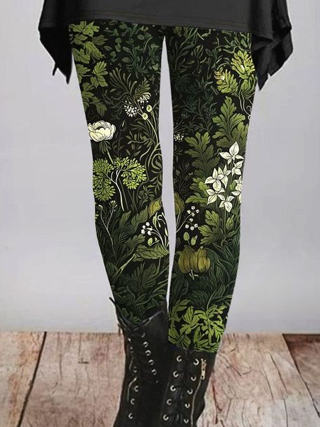 Casual Tight Floral Jersey Leggings