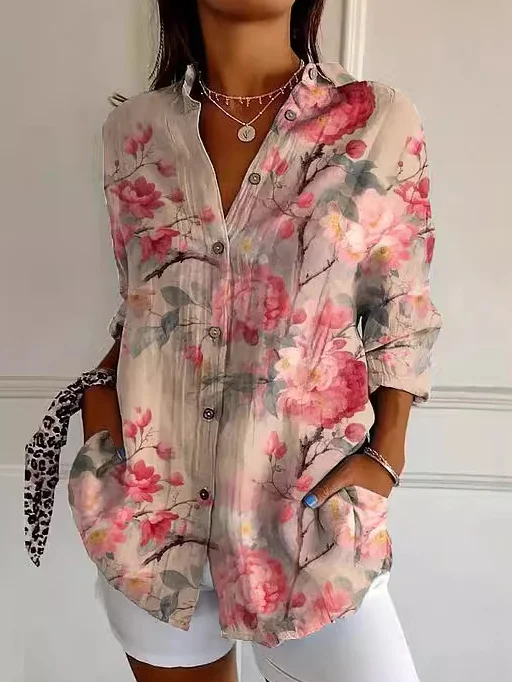 Casual Shirt Collar Floral Shirt