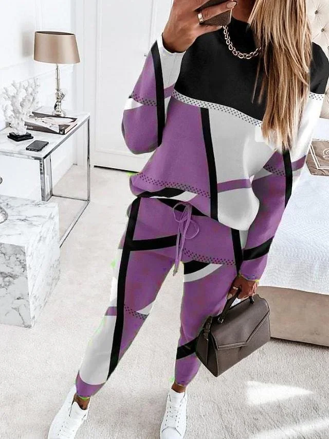 Geometric Contrast Patchwork Casual Suit