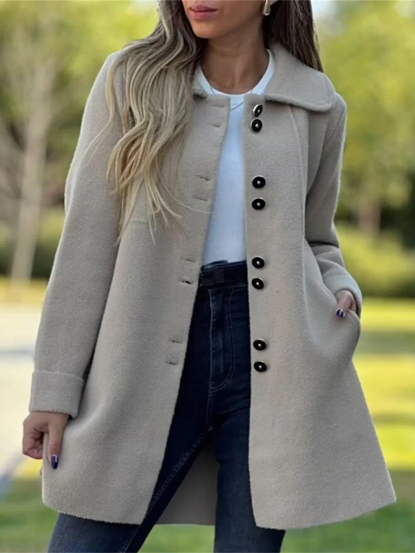 Plain Casual Buckle Jacket