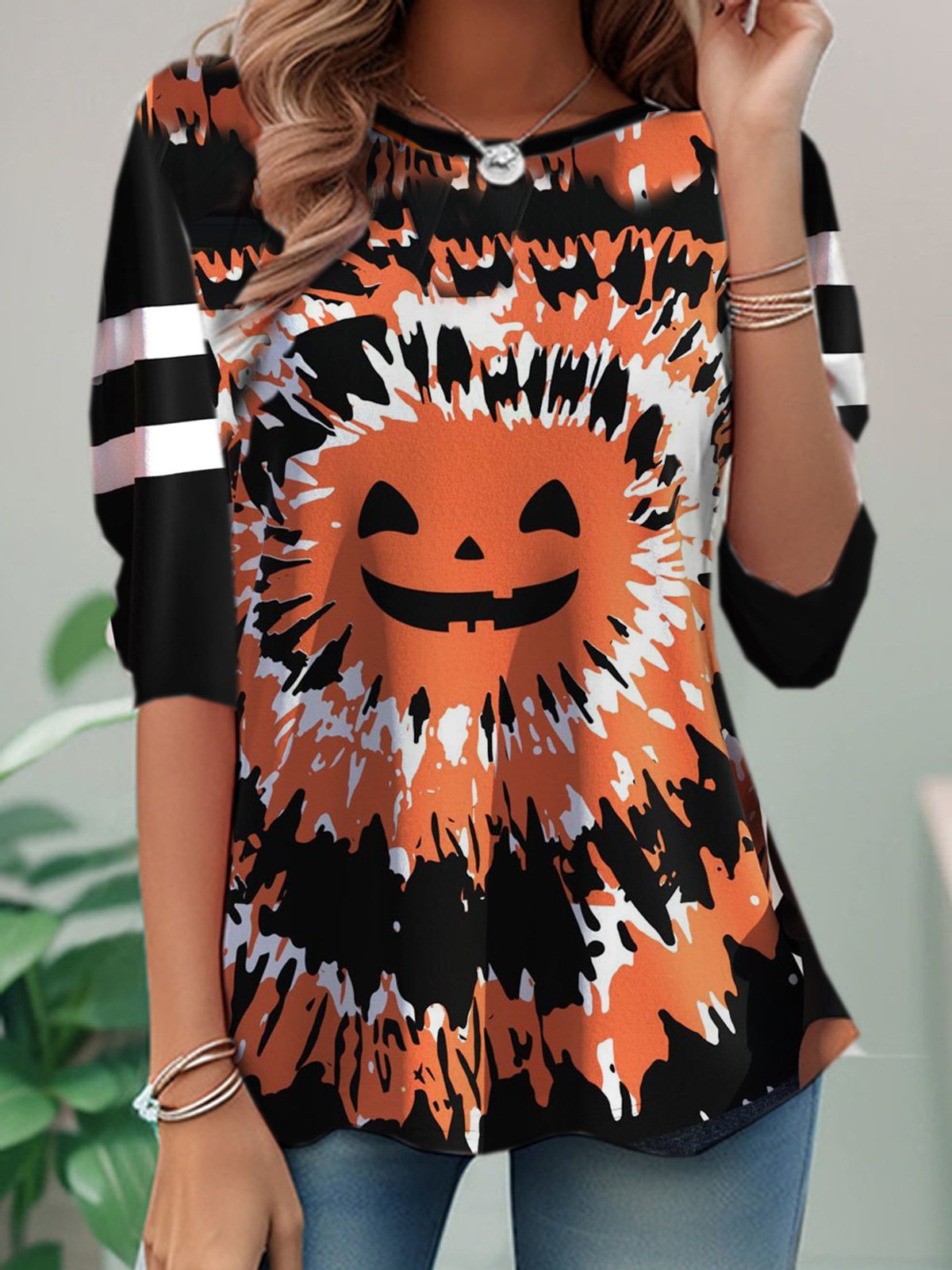 Crew Neck Halloween Casual Loose T-Shirt Halloween