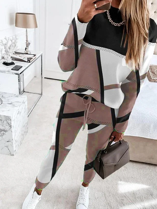 Geometric Contrast Patchwork Casual Suit