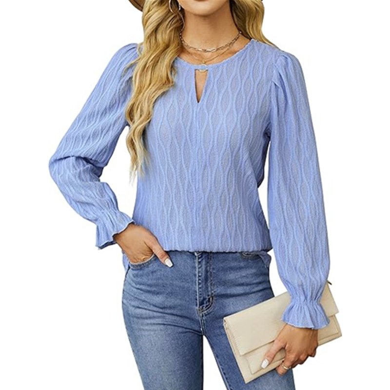 Women's Long Sleeve Blouse Spring/Fall White Plain Crew Neck Daily Going Out Casual Top