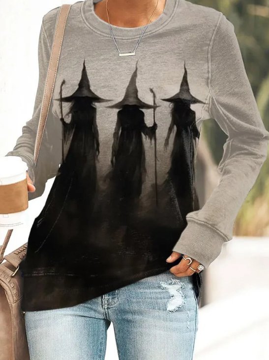 Halloween Crew Neck Casual Sweatshirt