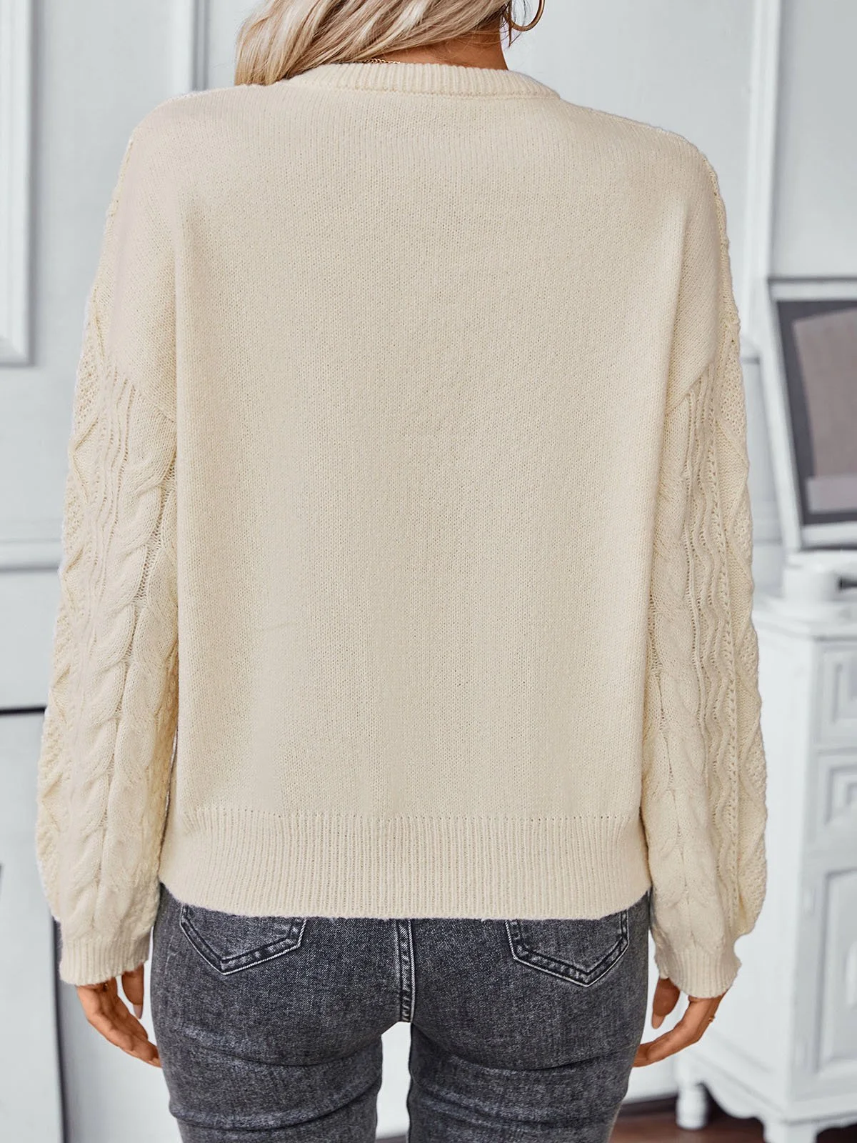 Loose Casual Crew Neck Plain Sweater