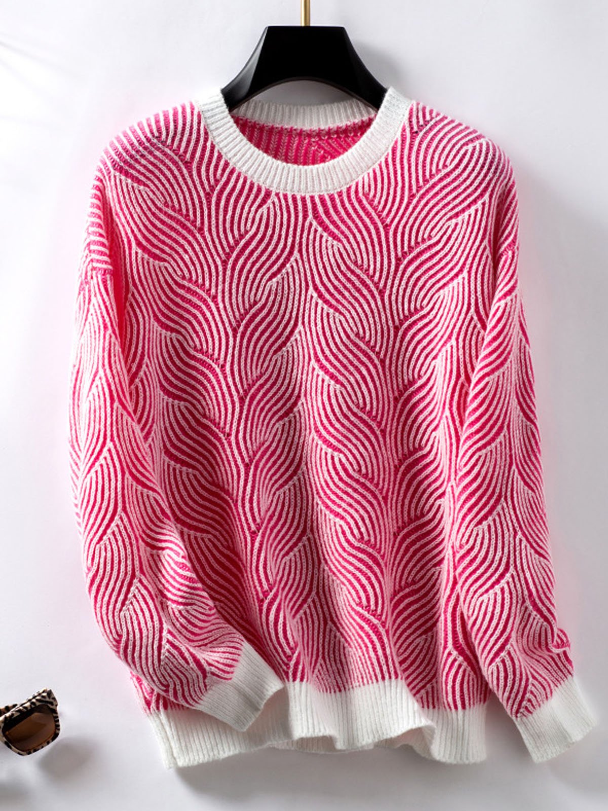 Casual Geometric Yarn/Wool Yarn Sweater