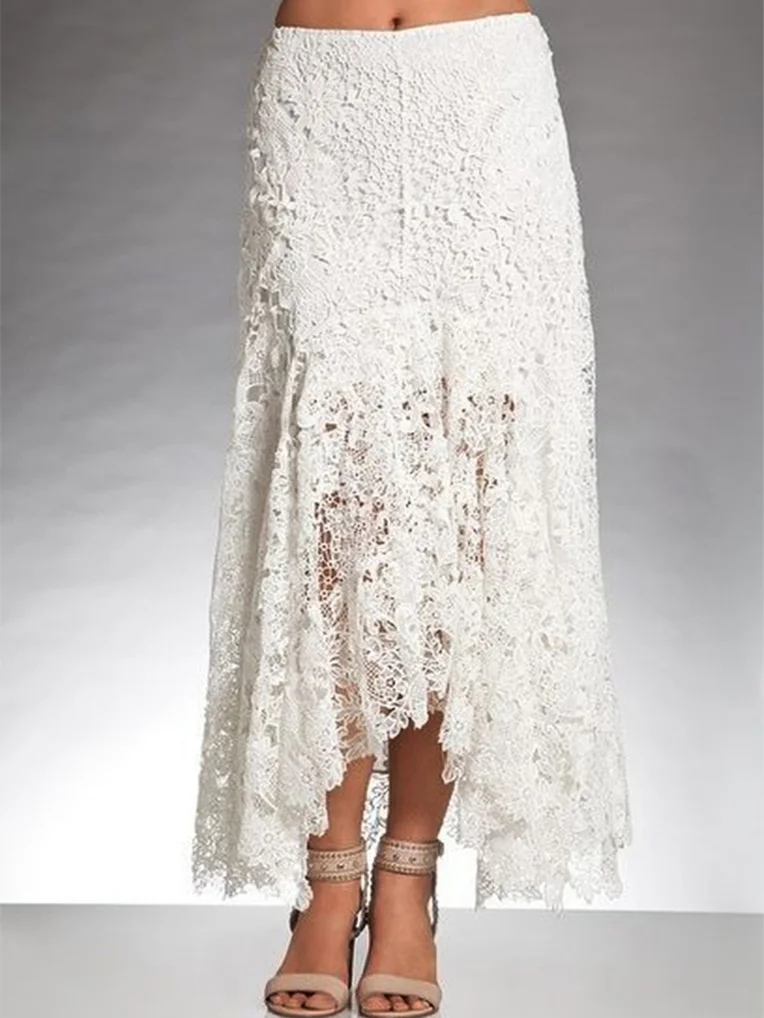 Plain Lace Casual Lace Skirt