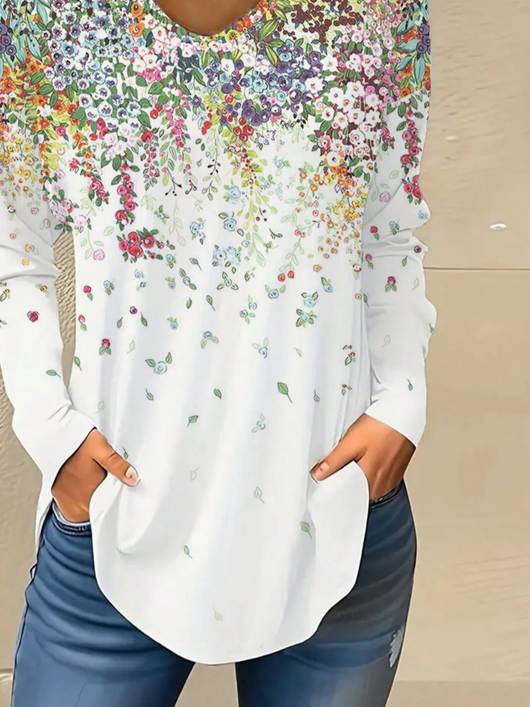 Casual Floral Knitted Blouse