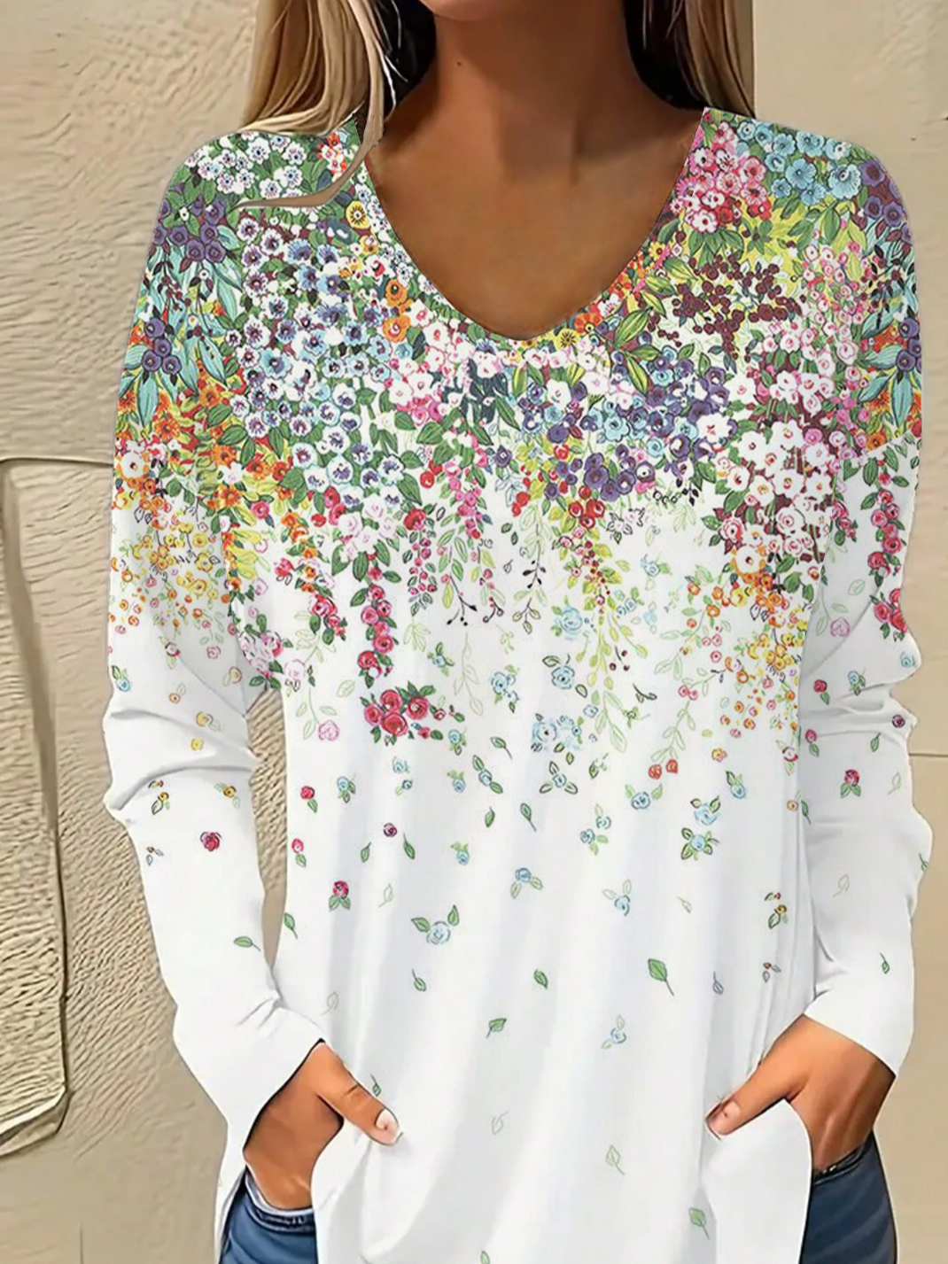 Casual Floral Knitted Blouse