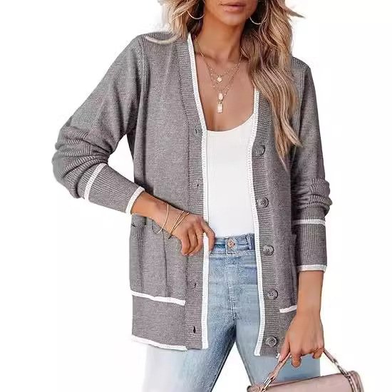 Wool/Knitting Casual Plain Buckle Cardigan