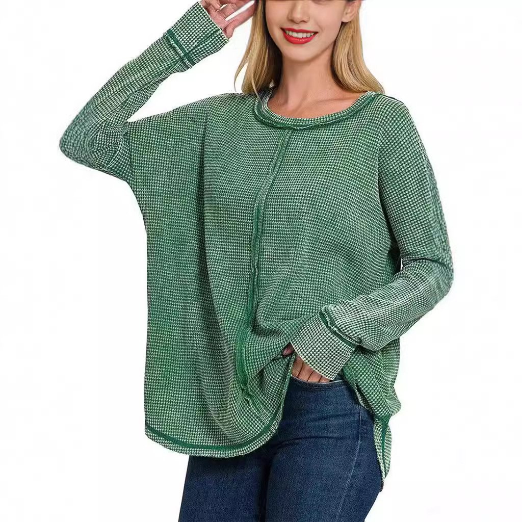 Women's Long Sleeve T-shirt Spring/Fall Black Plain Crew Neck Daily Going Out Casual Top