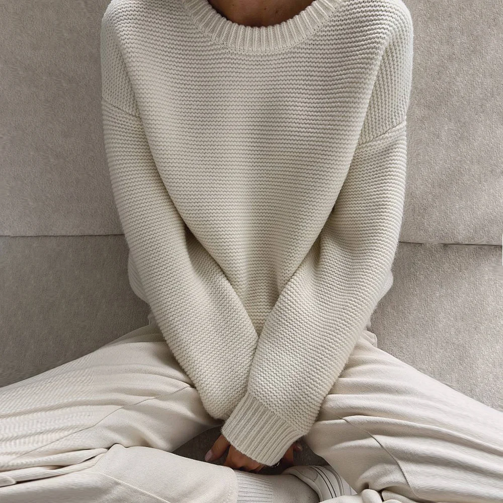 Casual Wool/Knitting Crew Neck Plain Sweater