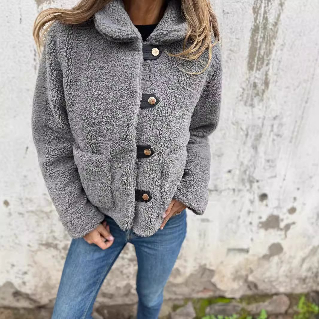 Casual Shirt Collar Teddy Jacket