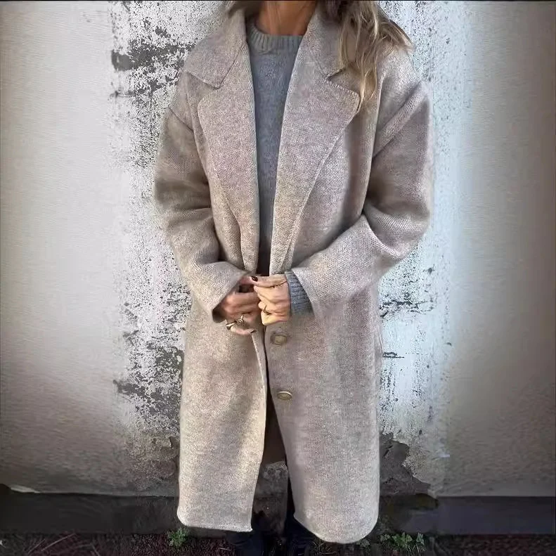 Casual Lapel Collar Loose Coat With No