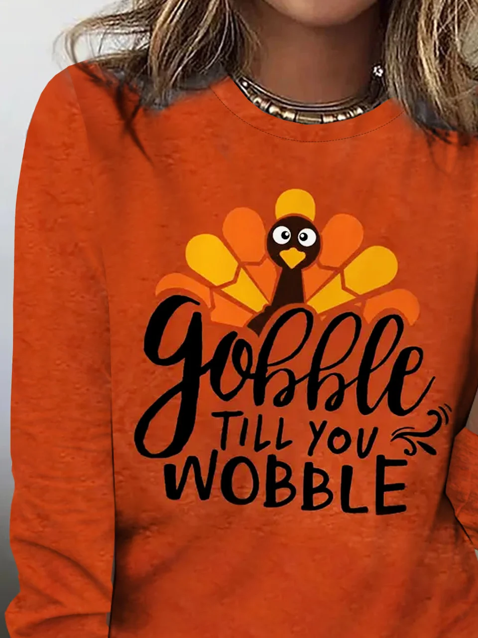 Thanksgiving Turkey and Letter Printed Women's T-shirt