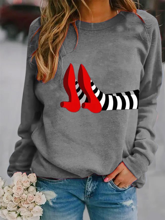 Women's Halloween Red Shoes Print Sweatshirt