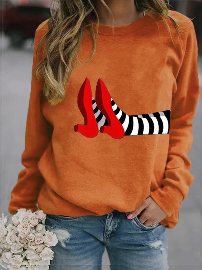 Women's Halloween Red Shoes Print Sweatshirt