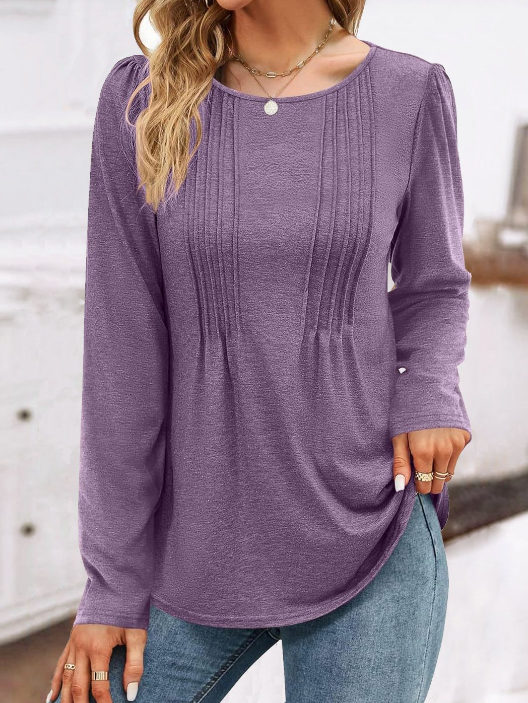 Loose Casual Pleated Jersey T-Shirt