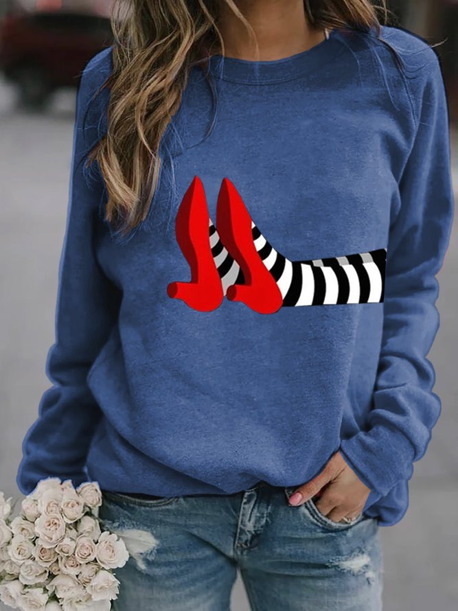 Women's Halloween Red Shoes Print Sweatshirt