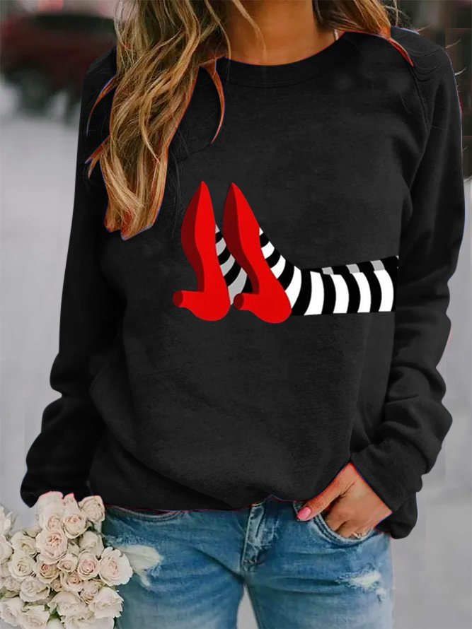 Women's Halloween Red Shoes Print Sweatshirt