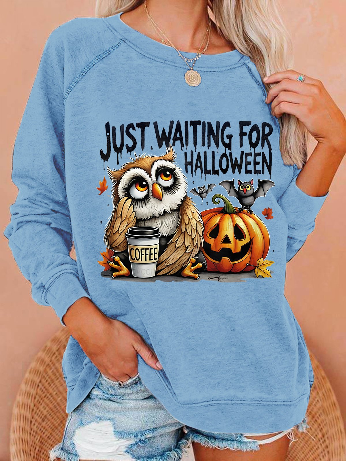 Halloween Owl Coffee Casual Sweatshirt