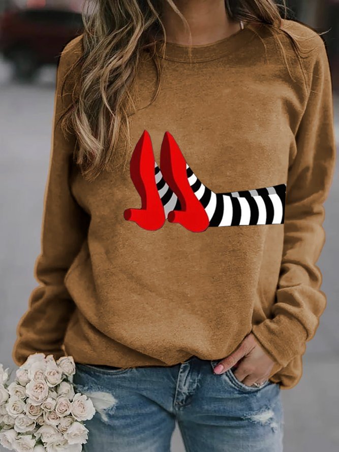 Women's Halloween Red Shoes Print Sweatshirt