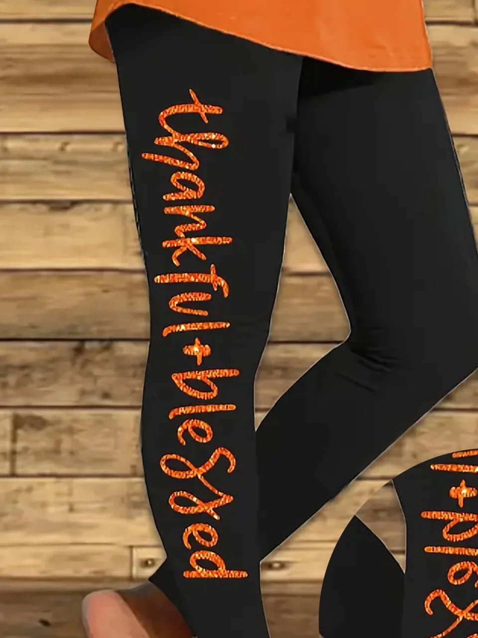 Halloween text letter casual tight fitting women's leggings