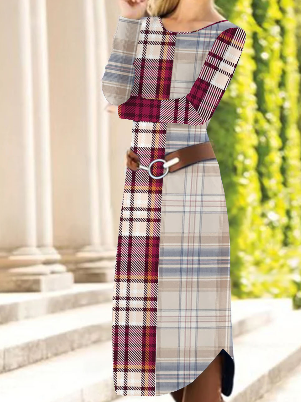 Plaid printed casual dress