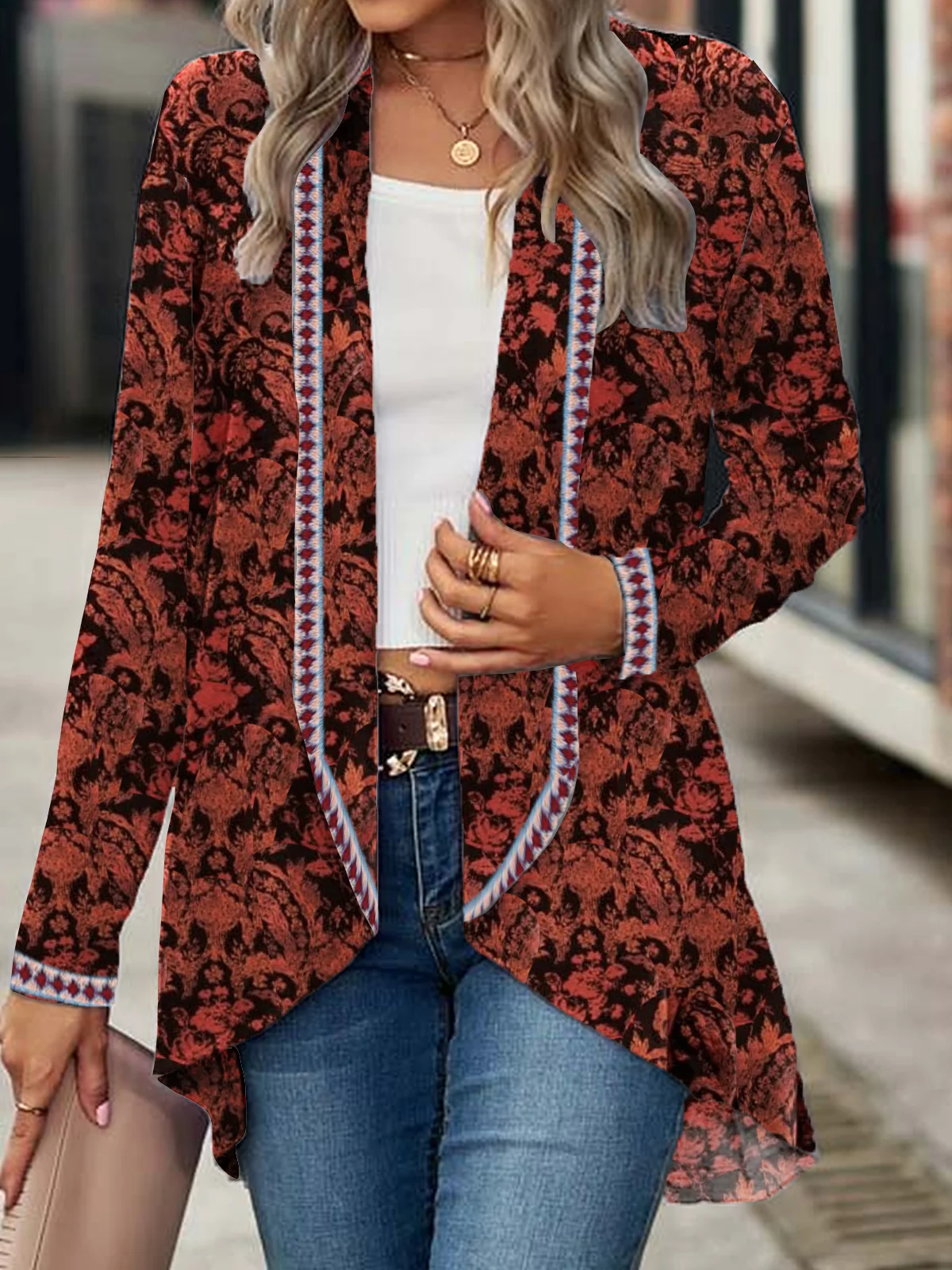 Vintage Jersey Ethnic hippie Boho Kimono