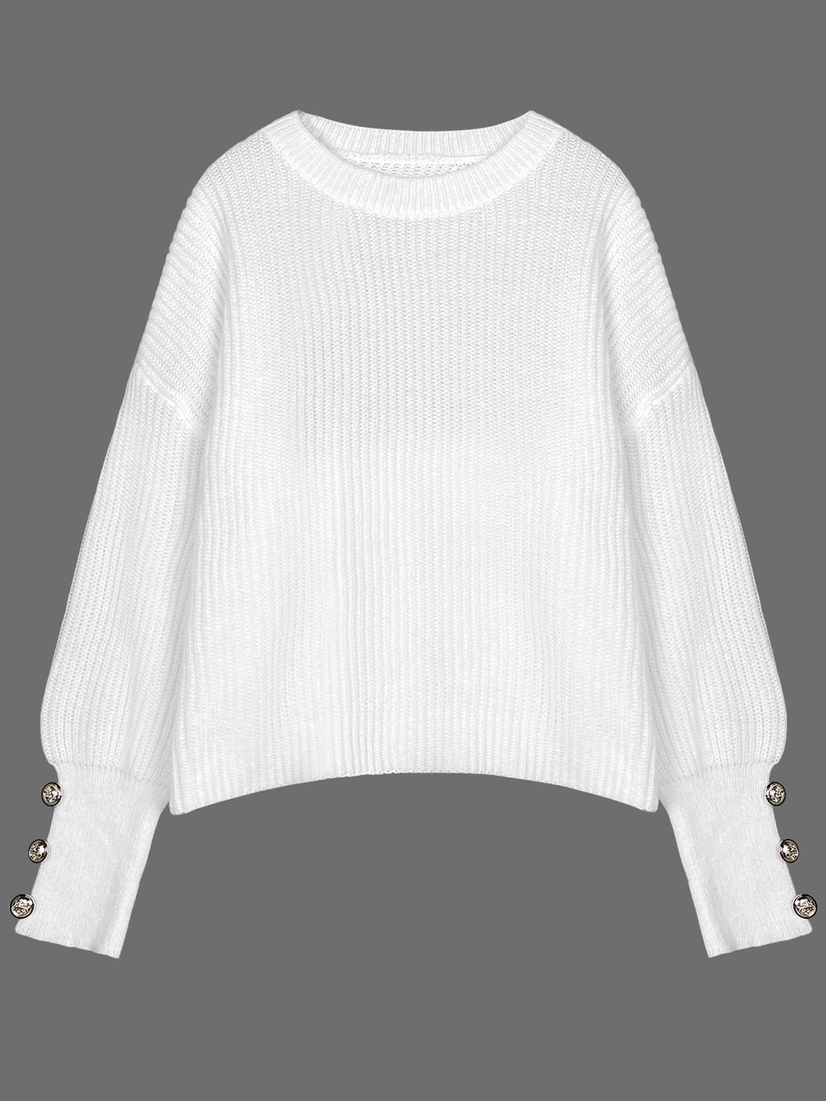 Casual Yarn/Wool Yarn Plain Loose Sweater