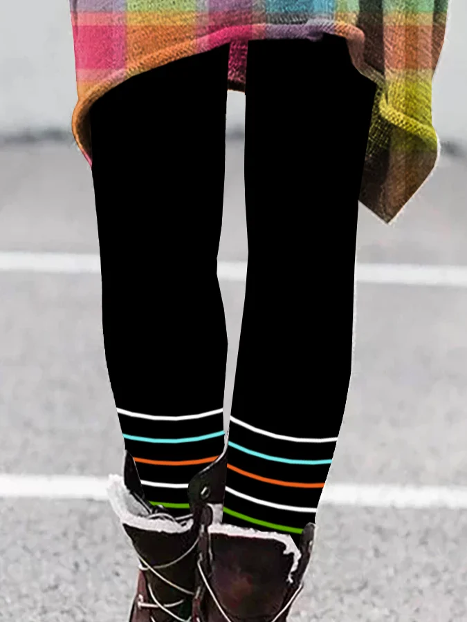 Vintage Jersey Striped Tight Leggings