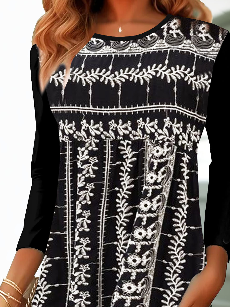 Ethnic pattern casual women's T-shirt