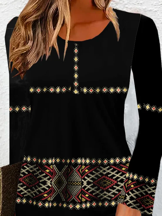 Boho Ethnic Jersey Loose Dress