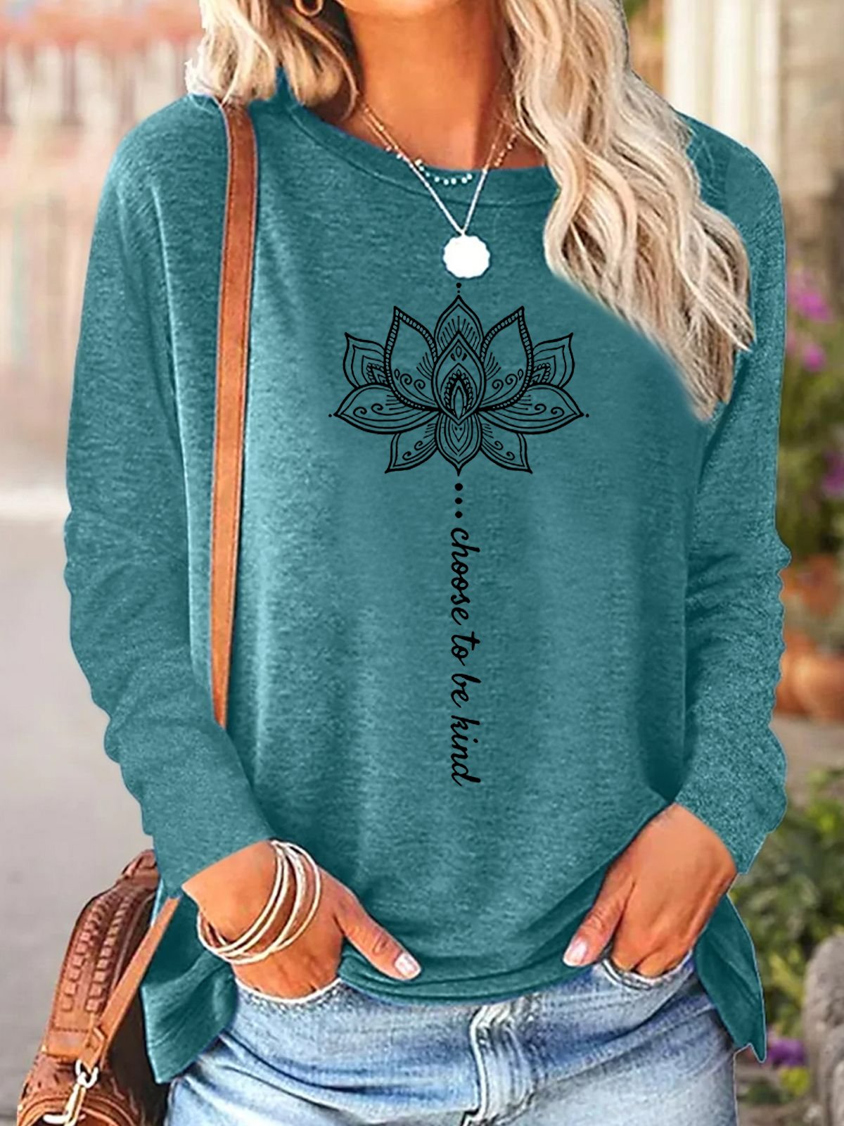 Hippie Loose Casual Text Letters Blouse