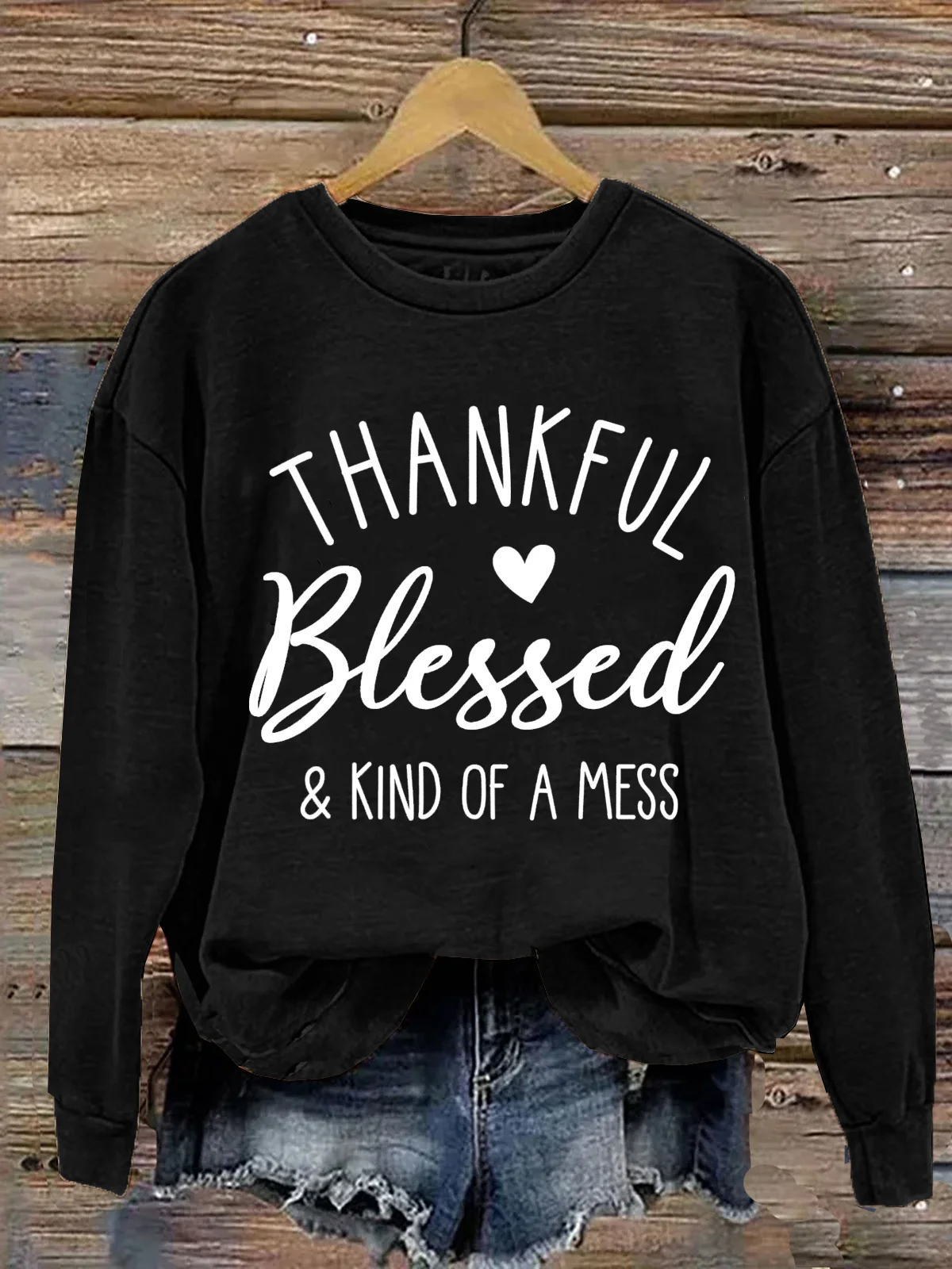 Thanksgiving Day Thankful Blessed & Kind of A Mess Casual Sweatshirt