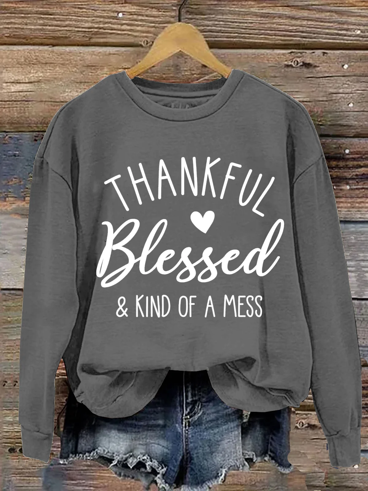 Thanksgiving Day Thankful Blessed & Kind of A Mess Casual Sweatshirt