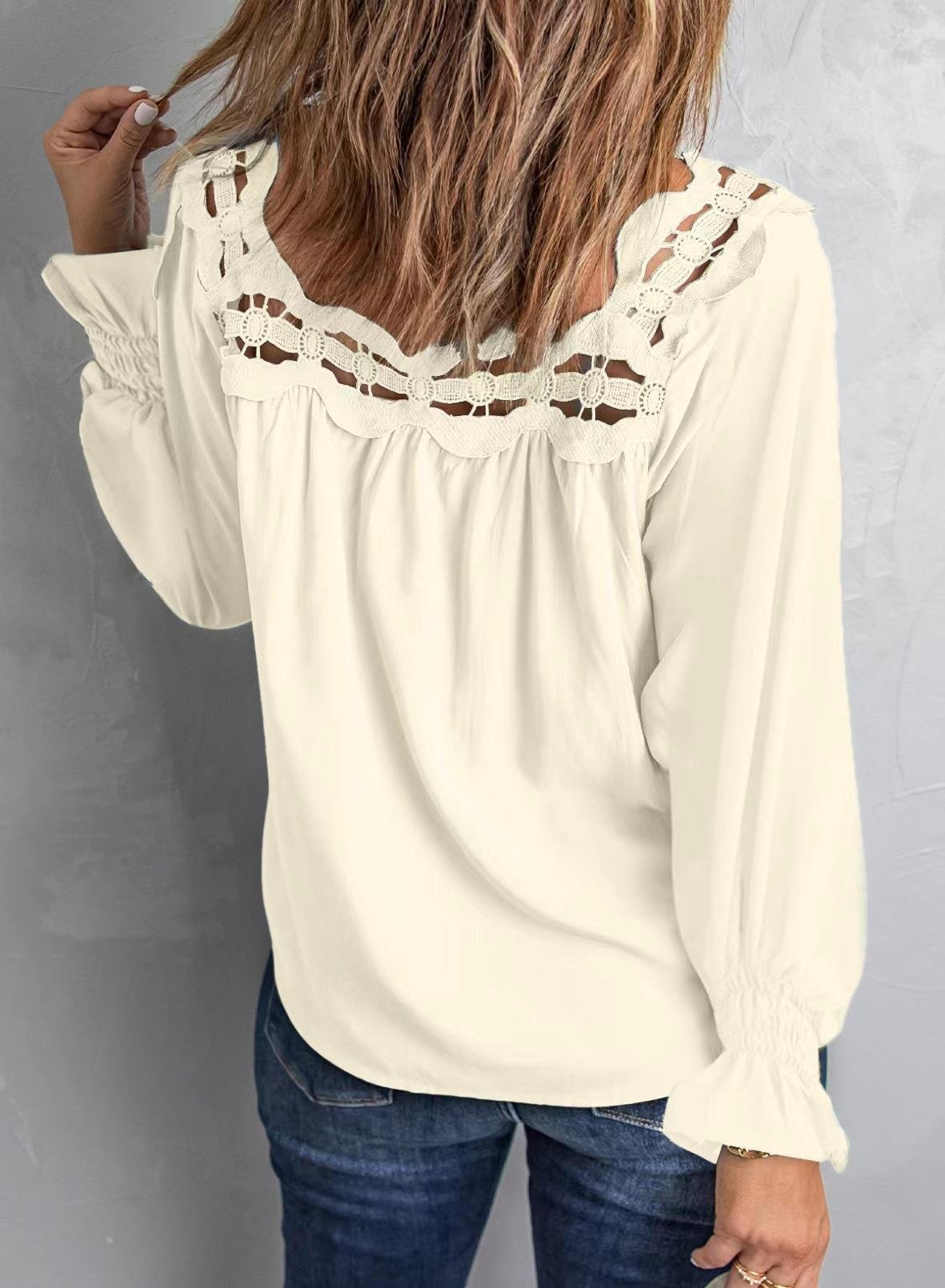 Loose Jersey Square Neck Casual Blouse