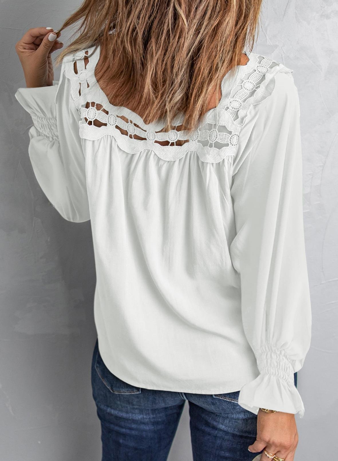 Loose Jersey Square Neck Casual Blouse