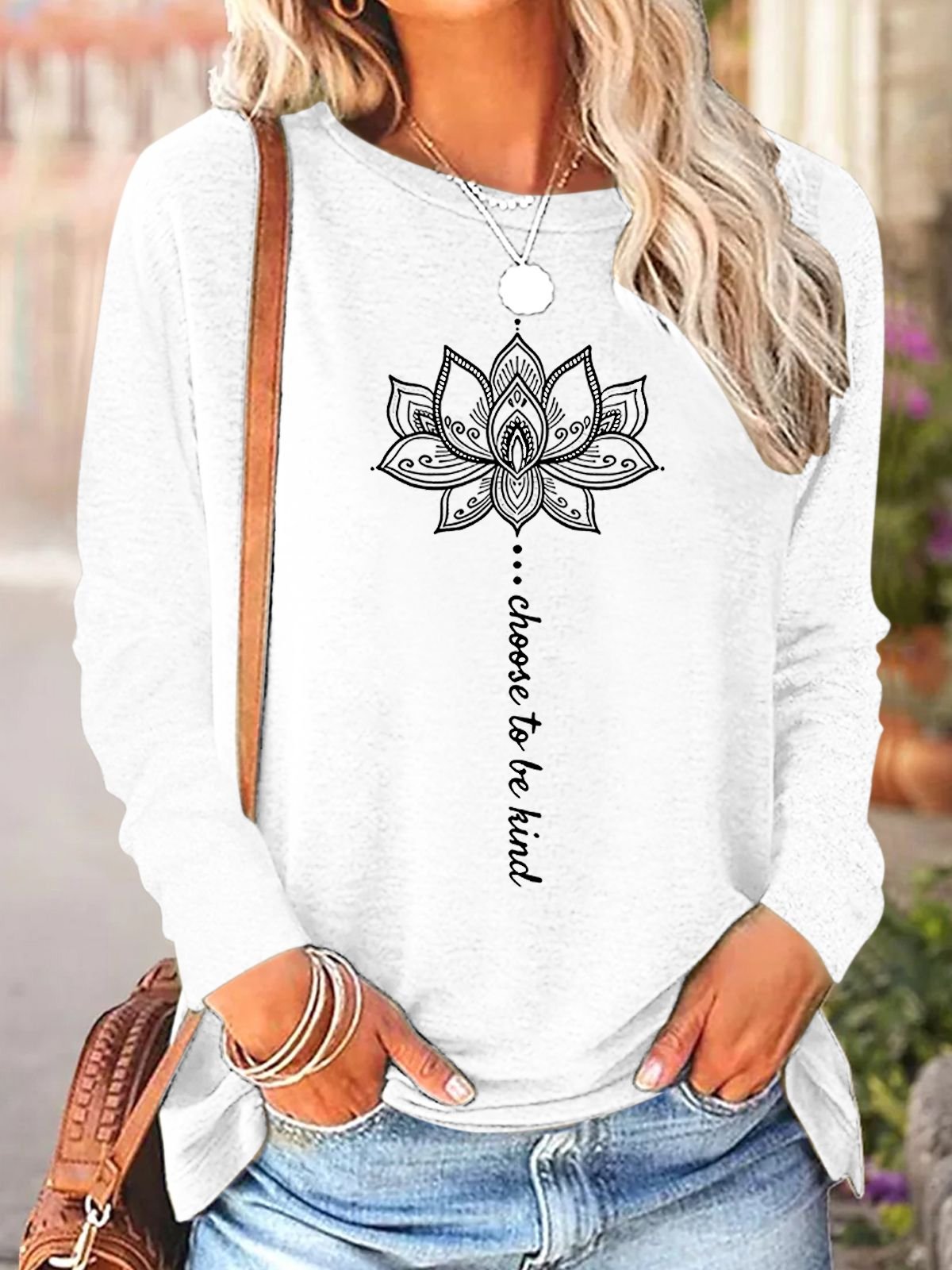 Hippie Loose Casual Text Letters Blouse