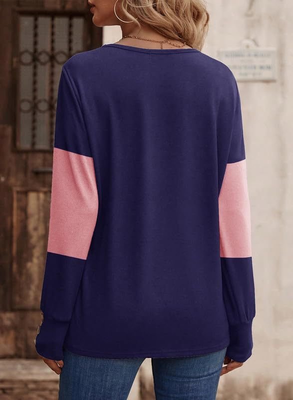 Color Block Jersey Casual Blouse