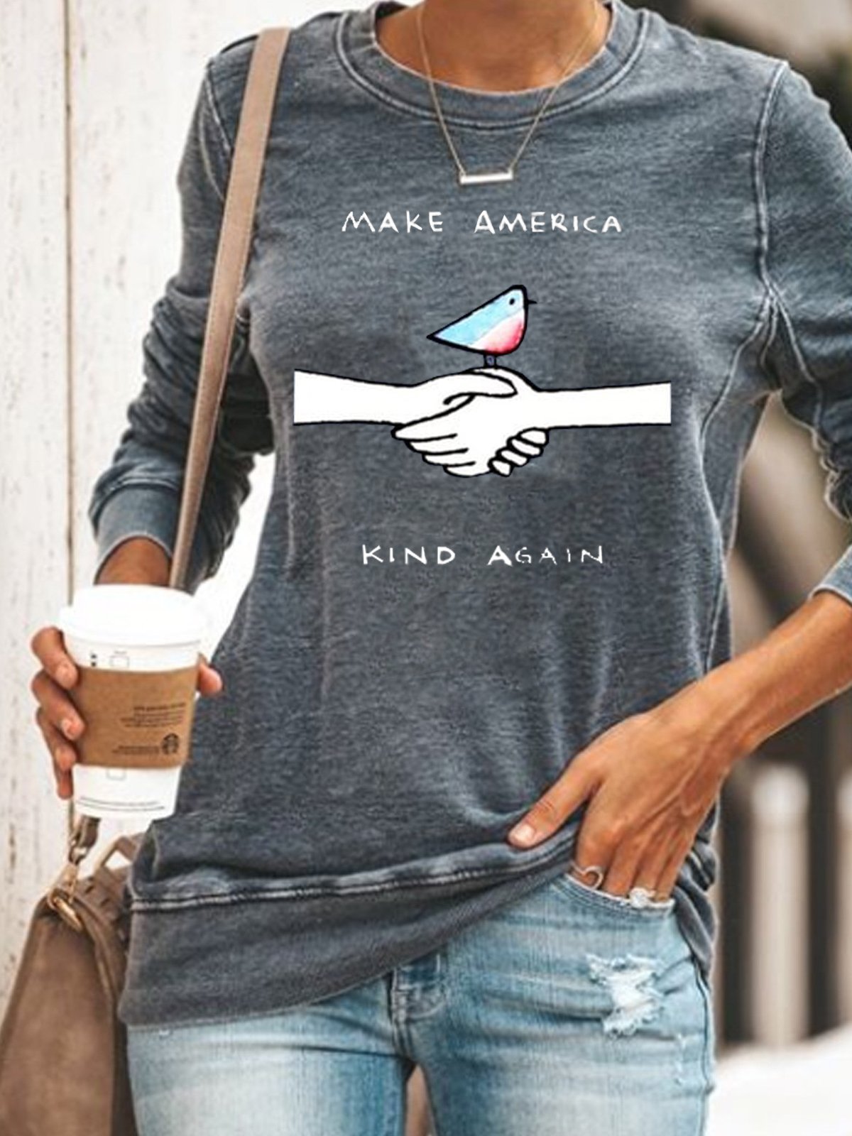 Women's Make America Kind Againd Printed Sweatshirt