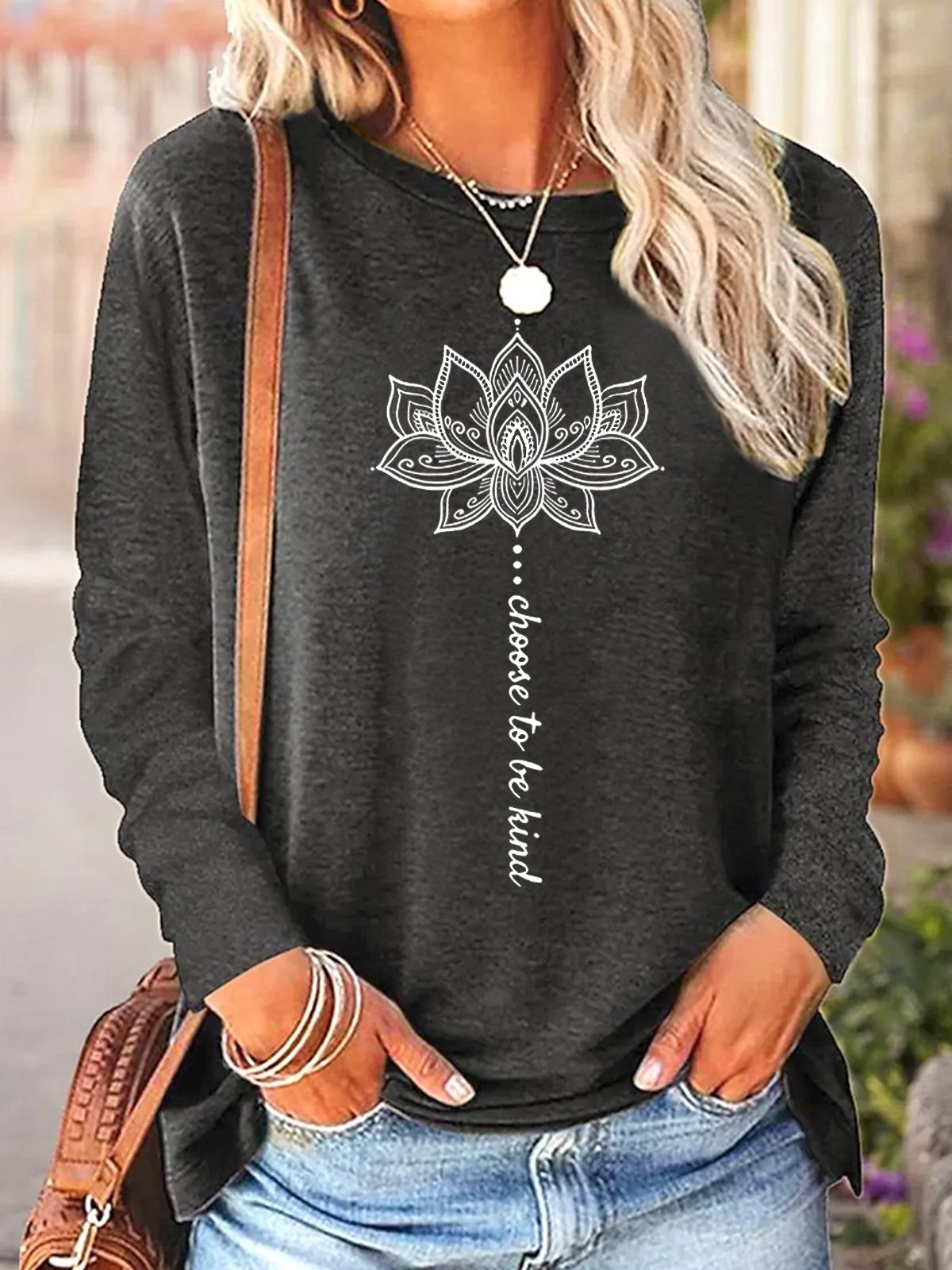 Hippie Loose Casual Text Letters Blouse