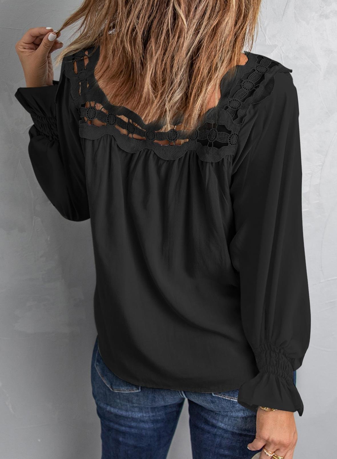 Loose Jersey Square Neck Casual Blouse